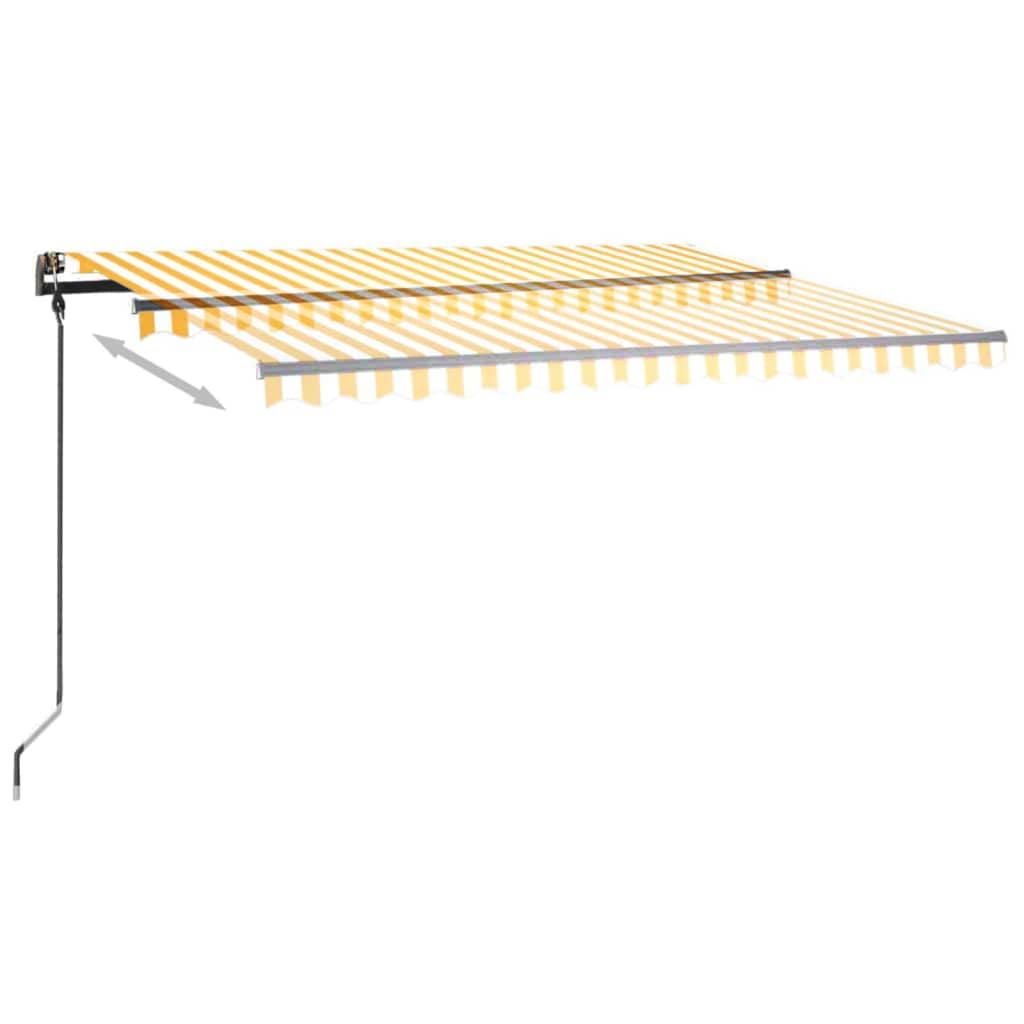 Toldo retrátil manual com luzes LED 4,5x3 m amarelo e branco