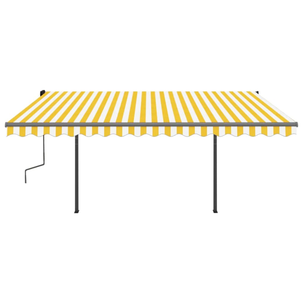 Toldo retrátil manual com luzes LED 4,5x3 m amarelo e branco