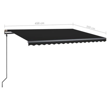 Toldo retrátil manual com luzes LED 4,5x3 m antracite