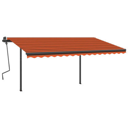 Toldo retrátil manual com luzes LED 4,5x3 m laranja e castanho