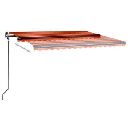 Toldo retrátil manual com luzes LED 4,5x3 m laranja e castanho