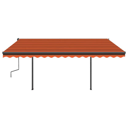 Toldo retrátil manual com luzes LED 4,5x3 m laranja e castanho