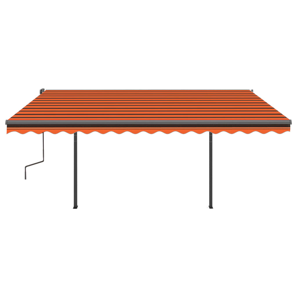 Toldo retrátil automático com postes 4,5x3 m laranja e castanho