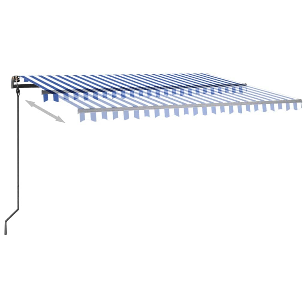 Toldo automático LED e sensor de vento 4,5x3 m azul e branco