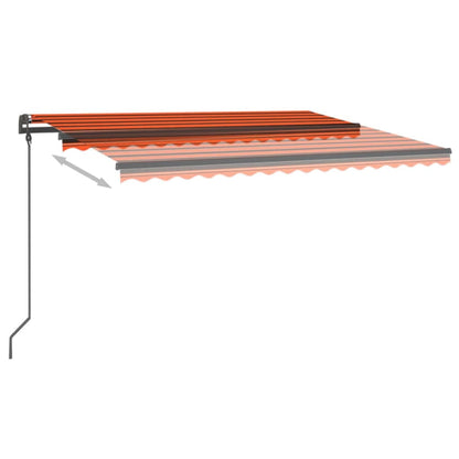 Toldo autom. LED e sensor de vento 4,5x3 m laranja e castanho