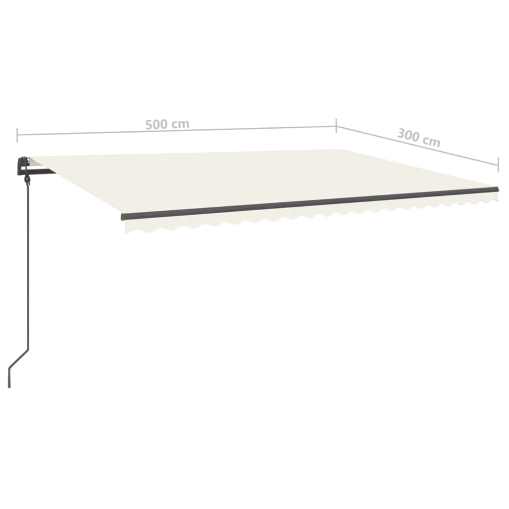 Toldo retrátil automático com postes 5x3 m cor creme