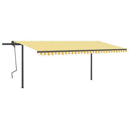 Toldo retrátil automático com postes 5x3 m amarelo e branco