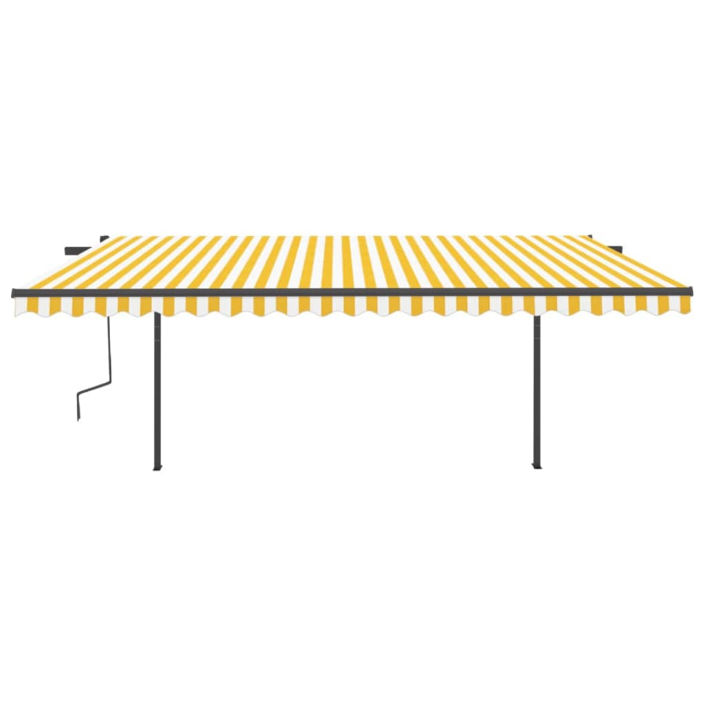 Toldo retrátil automático com postes 5x3 m amarelo e branco