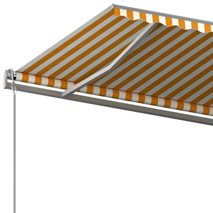 Toldo retrátil automático com postes 5x3 m amarelo e branco