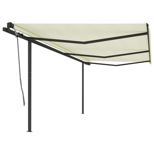 Toldo retrátil manual com postes 6x3 m cor creme