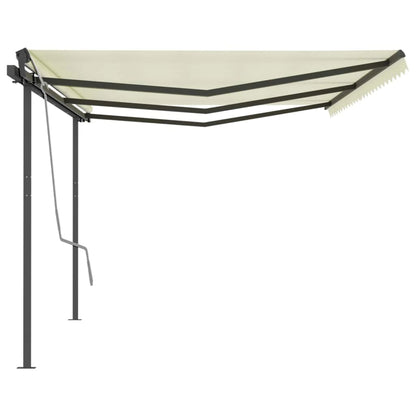 Toldo retrátil manual com postes 6x3 m cor creme