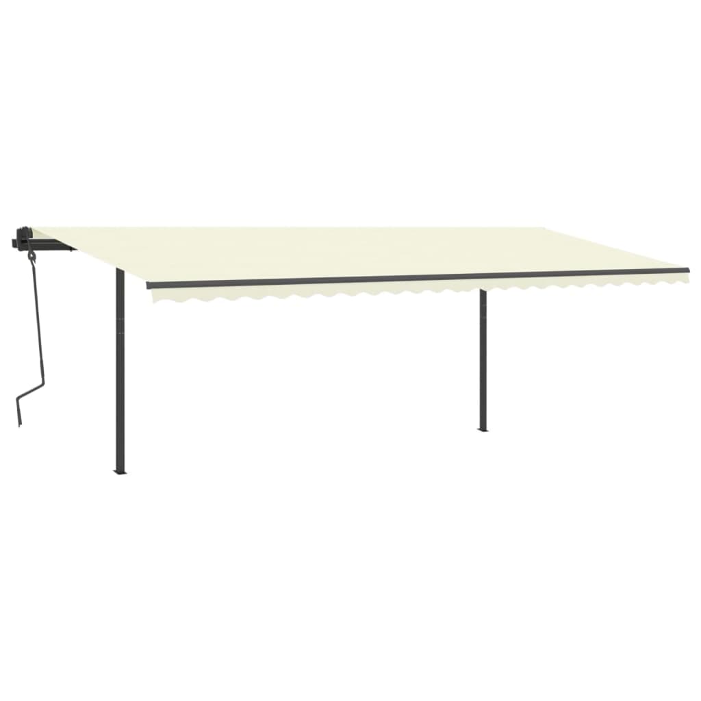 Toldo retrátil manual com postes 6x3 m cor creme