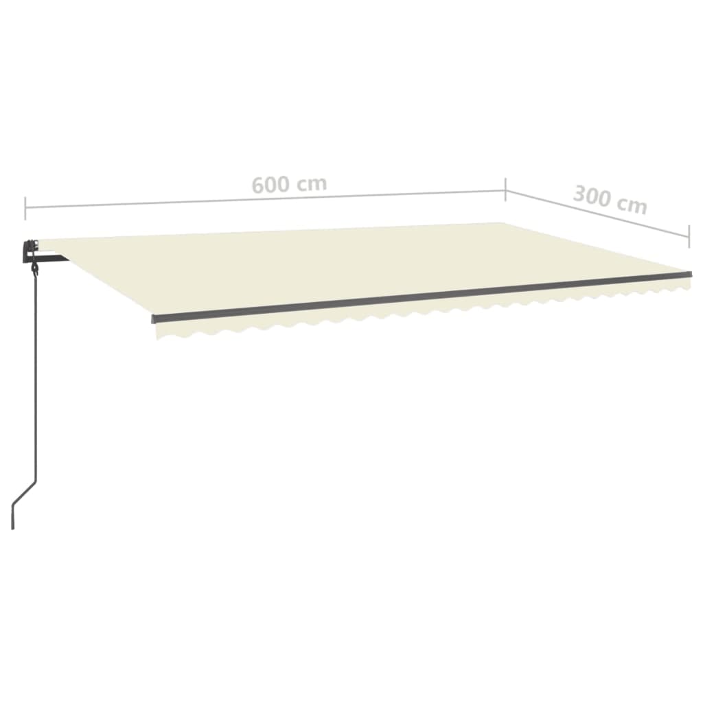 Toldo retrátil manual com postes 6x3 m cor creme