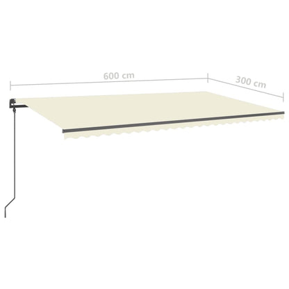 Toldo retrátil manual com postes 6x3 m cor creme