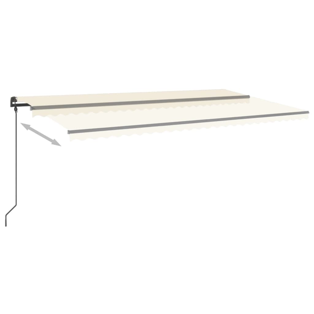 Toldo retrátil manual com LED 6x3 m cor creme