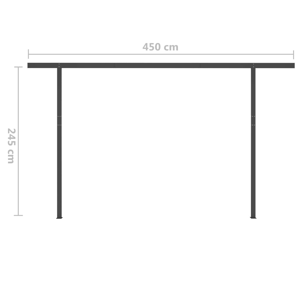 Toldo retrátil manual com postes 4,5x3,5 m azul e branco