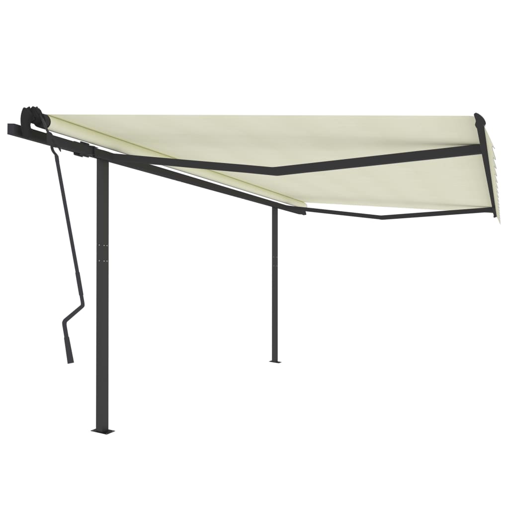 Toldo retrátil manual com postes 4,5x3,5 m cor creme