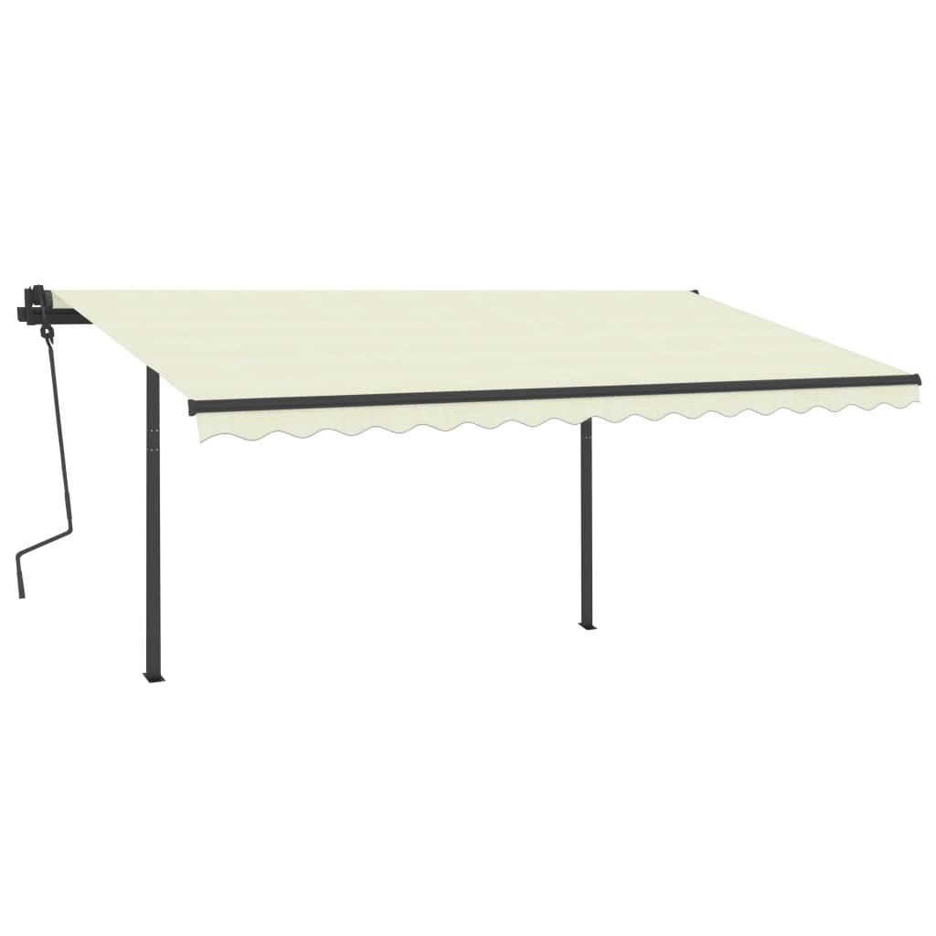 Toldo retrátil manual com postes 4,5x3,5 m cor creme