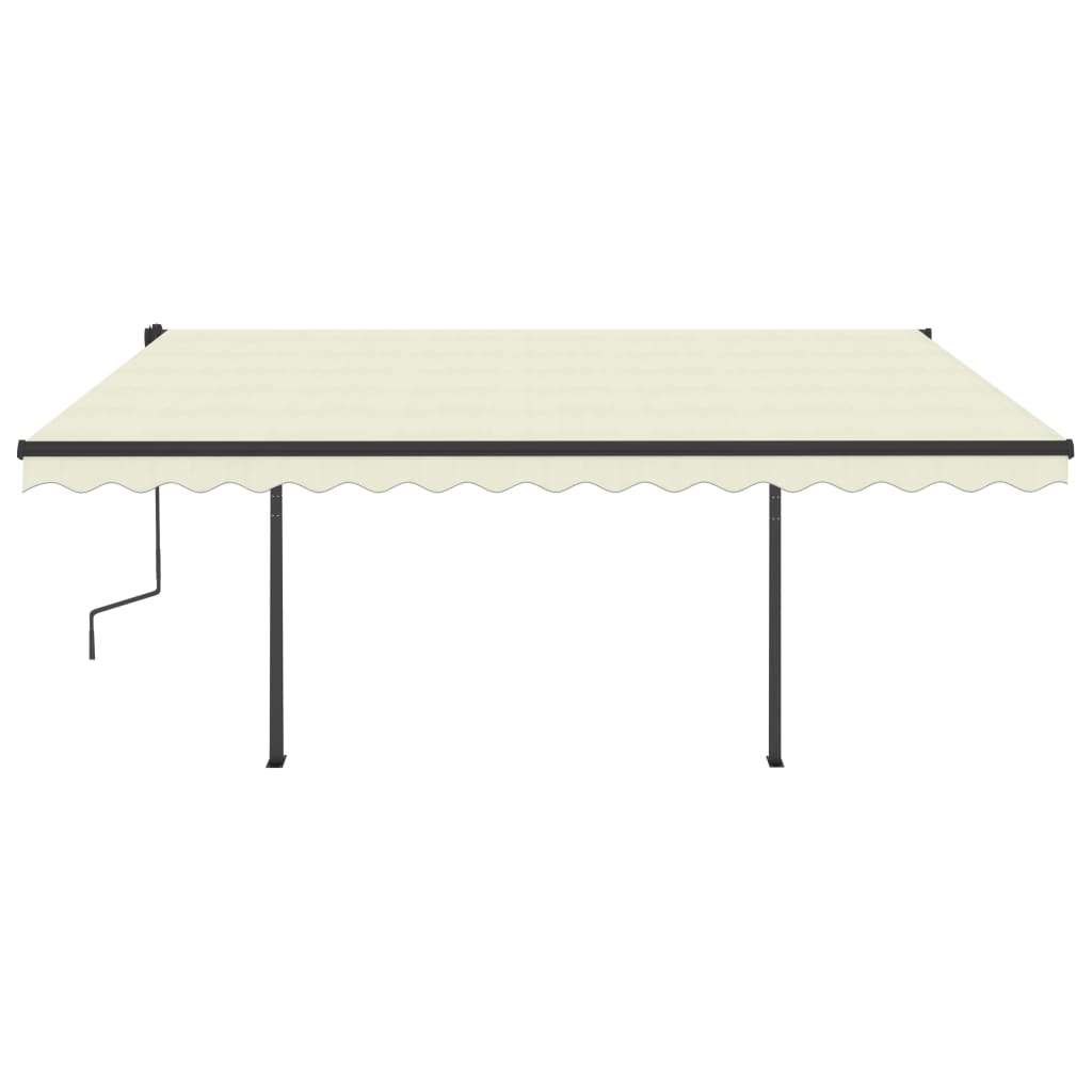 Toldo retrátil manual com postes 4,5x3,5 m cor creme