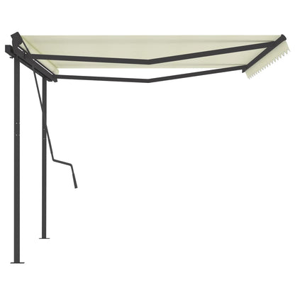 Toldo retrátil manual com postes 4,5x3,5 m cor creme