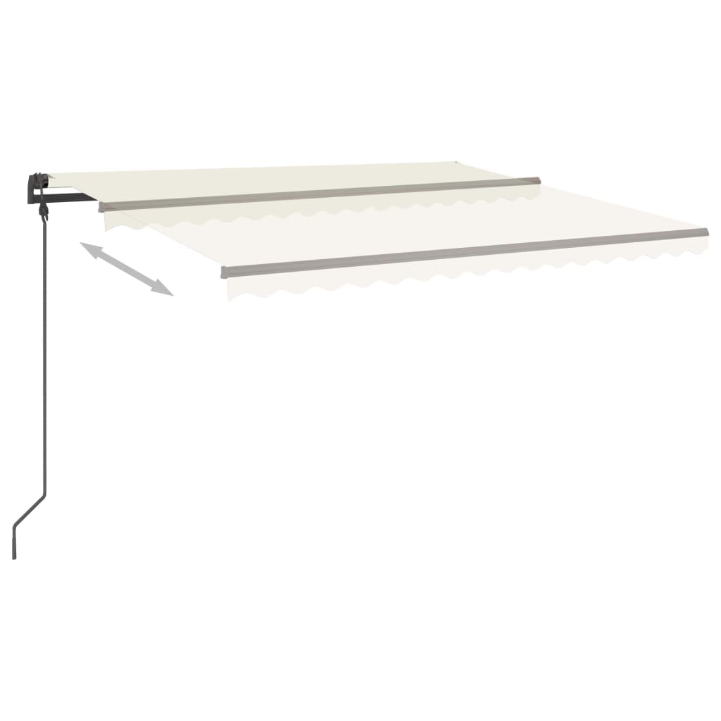 Toldo retrátil manual com postes 4,5x3,5 m cor creme