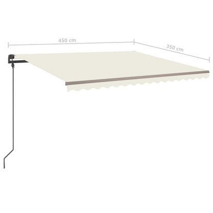 Toldo retrátil manual com postes 4,5x3,5 m cor creme