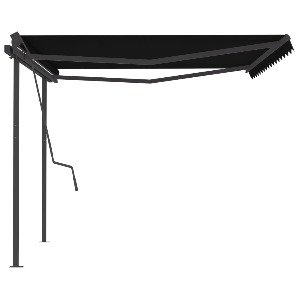 Toldo retrátil manual com postes 4,5x3,5 m antracite