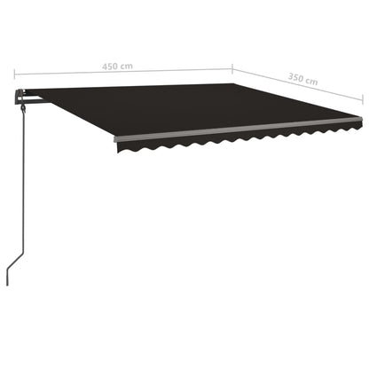 Toldo retrátil manual com postes 4,5x3,5 m antracite