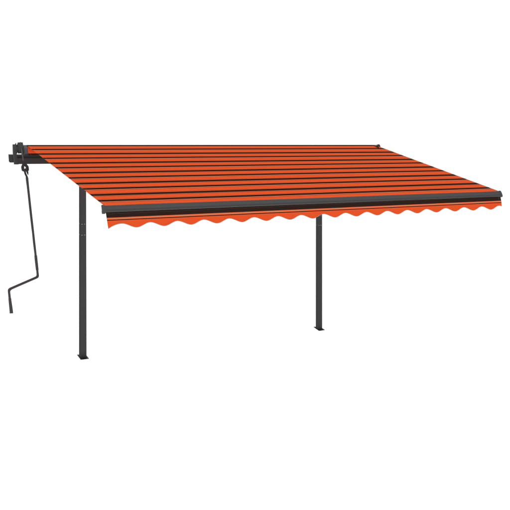 Toldo retrátil manual com postes 4,5x3,5 m laranja e castanho