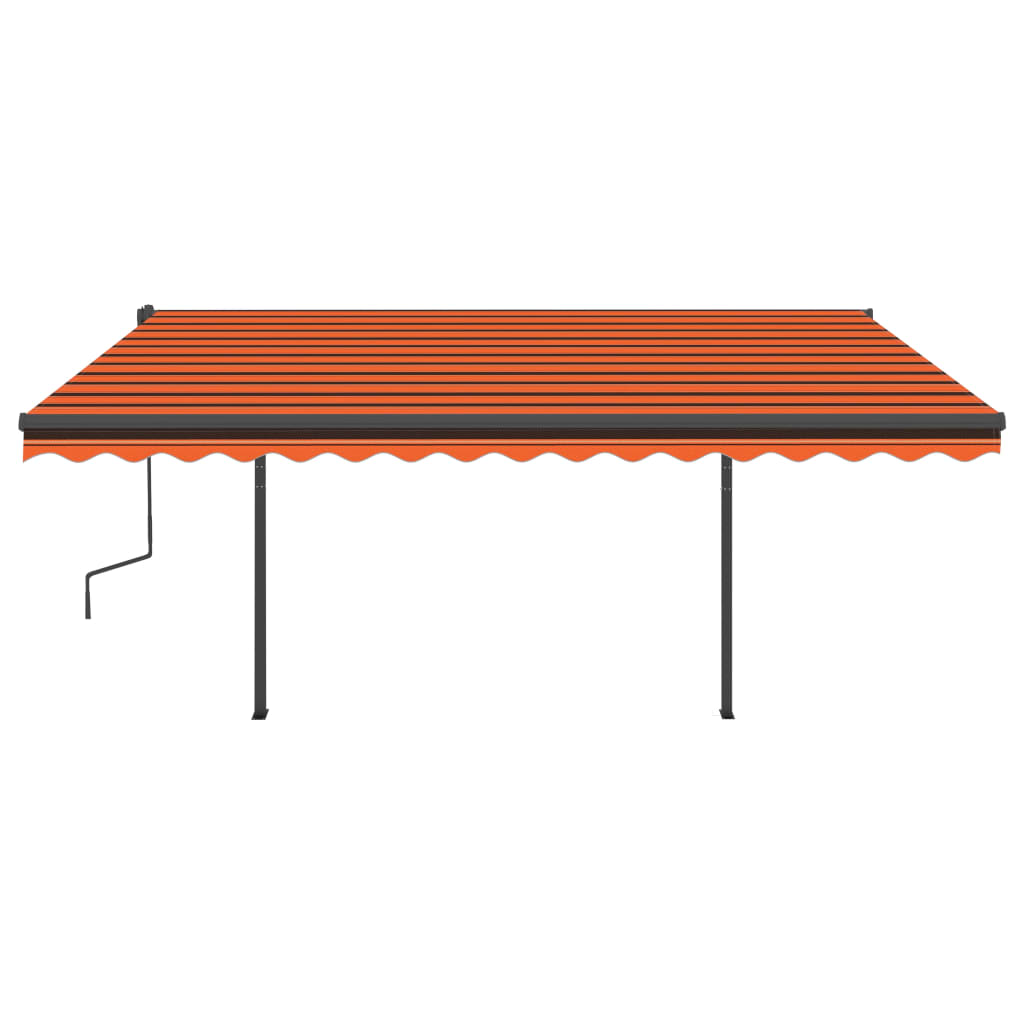 Toldo retrátil manual com postes 4,5x3,5 m laranja e castanho