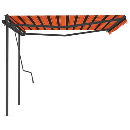 Toldo retrátil manual com postes 4,5x3,5 m laranja e castanho