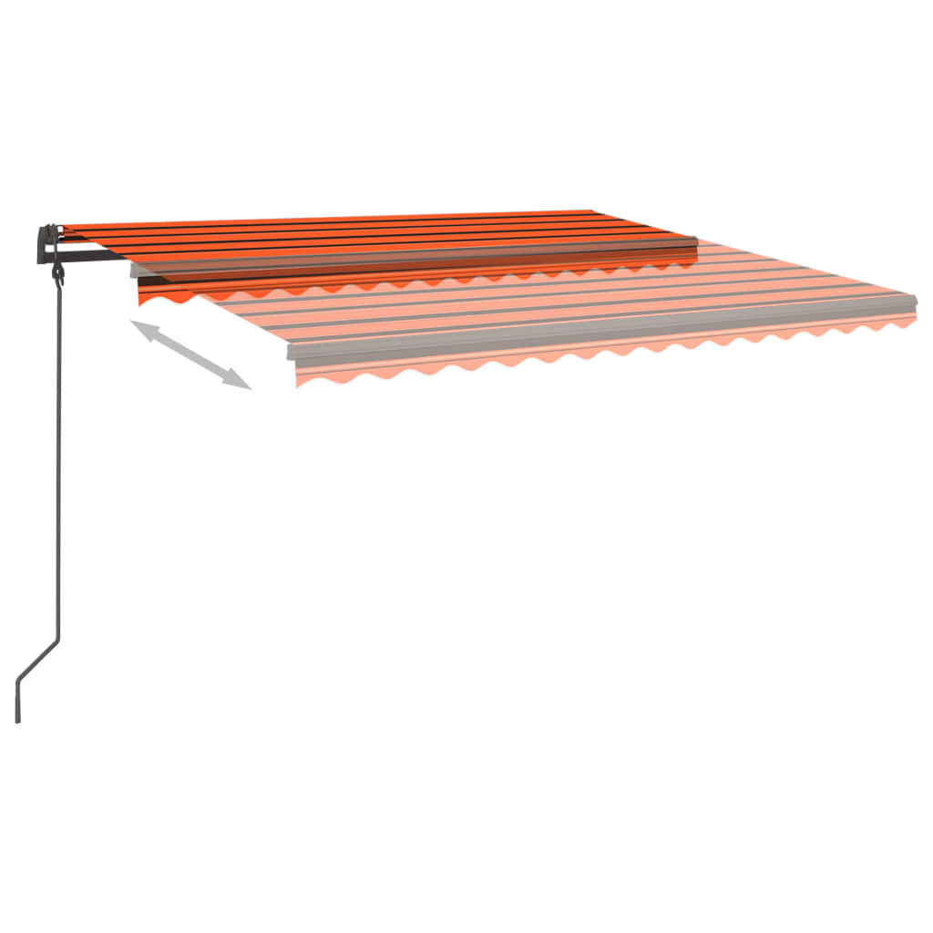 Toldo retrátil manual com postes 4,5x3,5 m laranja e castanho