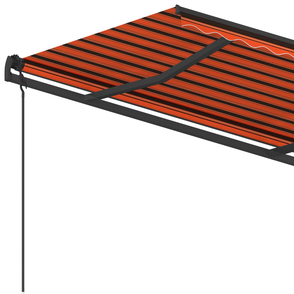 Toldo retrátil manual com postes 4,5x3,5 m laranja e castanho