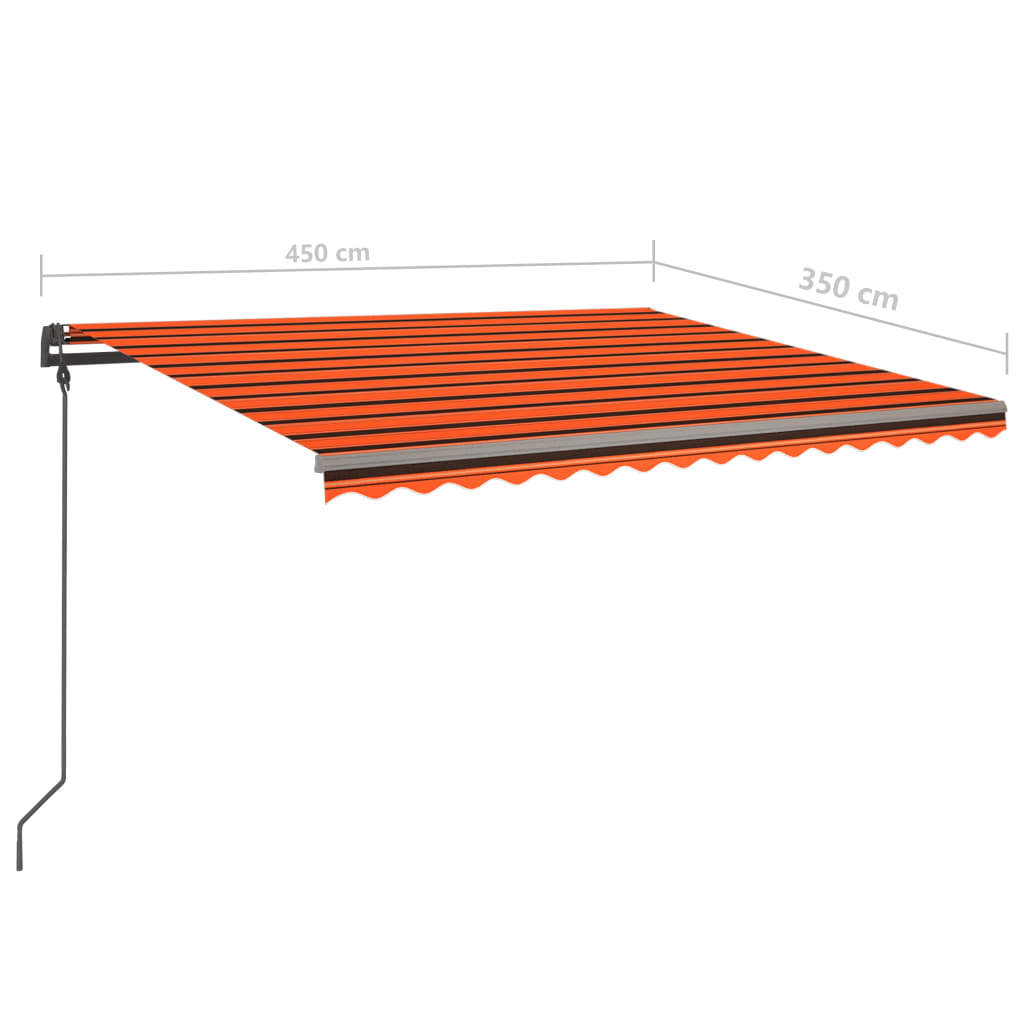 Toldo retrátil manual com postes 4,5x3,5 m laranja e castanho