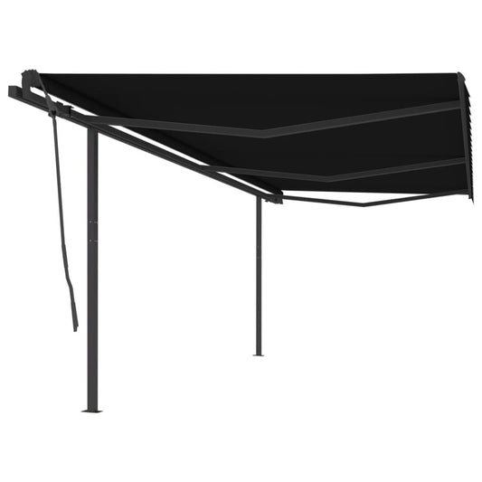 Toldo retrátil manual com postes 6x3,5 m antracite