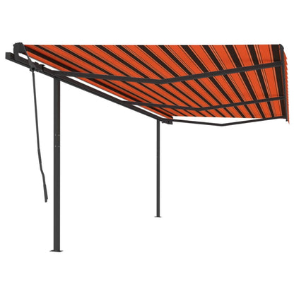 Toldo retrátil manual com postes 6x3,5 m laranja e castanho