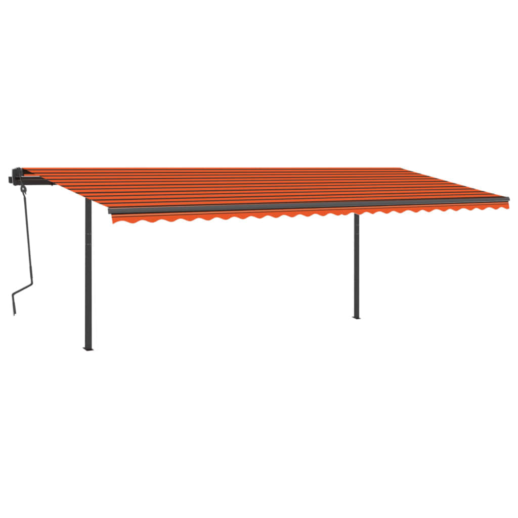 Toldo retrátil manual com postes 6x3,5 m laranja e castanho