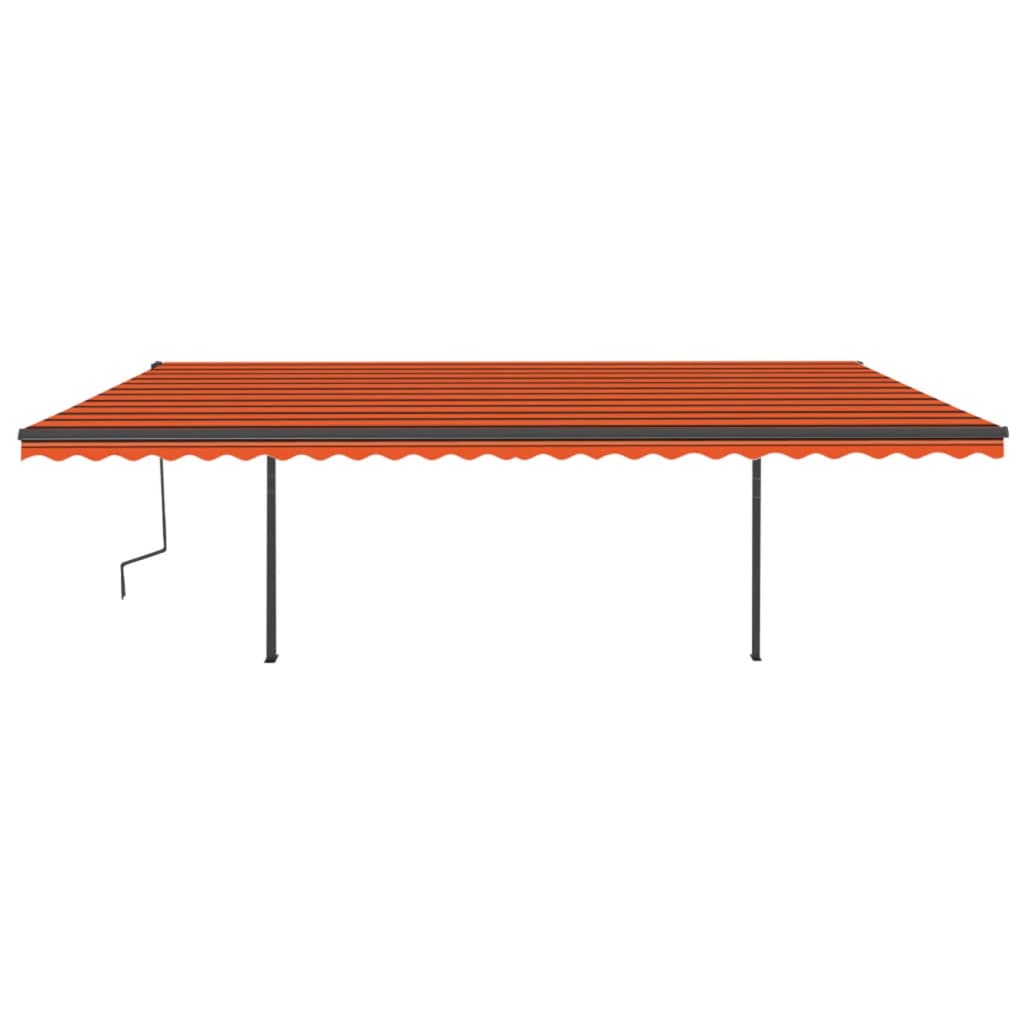 Toldo retrátil manual com postes 6x3,5 m laranja e castanho