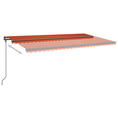 Toldo retrátil manual com postes 6x3,5 m laranja e castanho