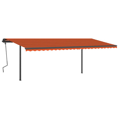 Toldo retrátil manual com LEDs 6x3,5 m laranja e castanho