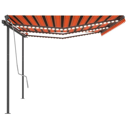 Toldo retrátil manual com LEDs 6x3,5 m laranja e castanho