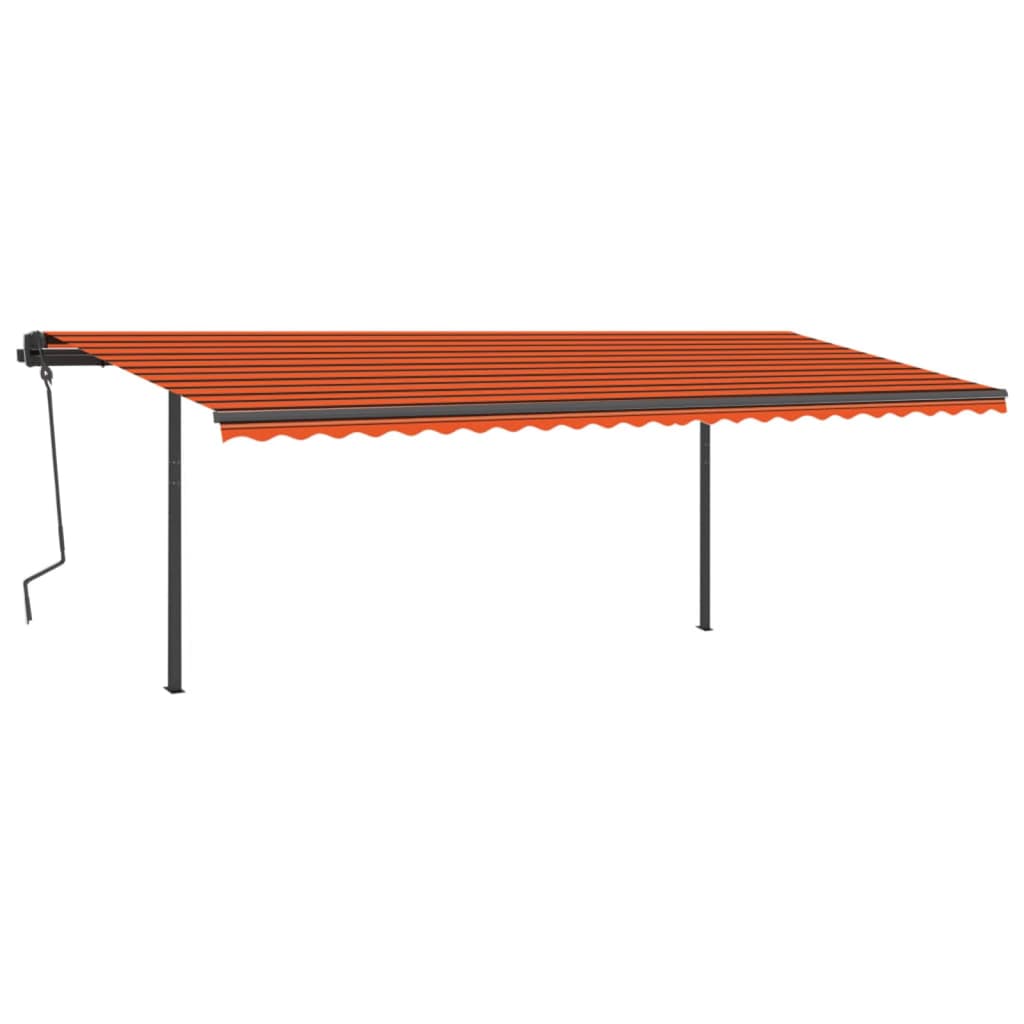 Toldo retrátil automático com postes 6x3,5 m laranja e castanho