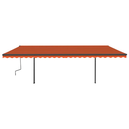 Toldo retrátil automático com postes 6x3,5 m laranja e castanho