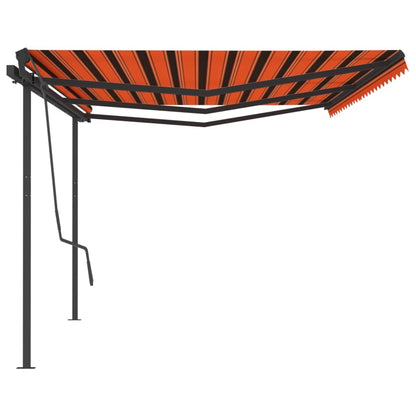 Toldo retrátil automático com postes 6x3,5 m laranja e castanho