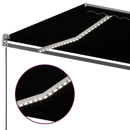 Toldo automático c/ LED e sensor de vento 6x3,5 m antracite