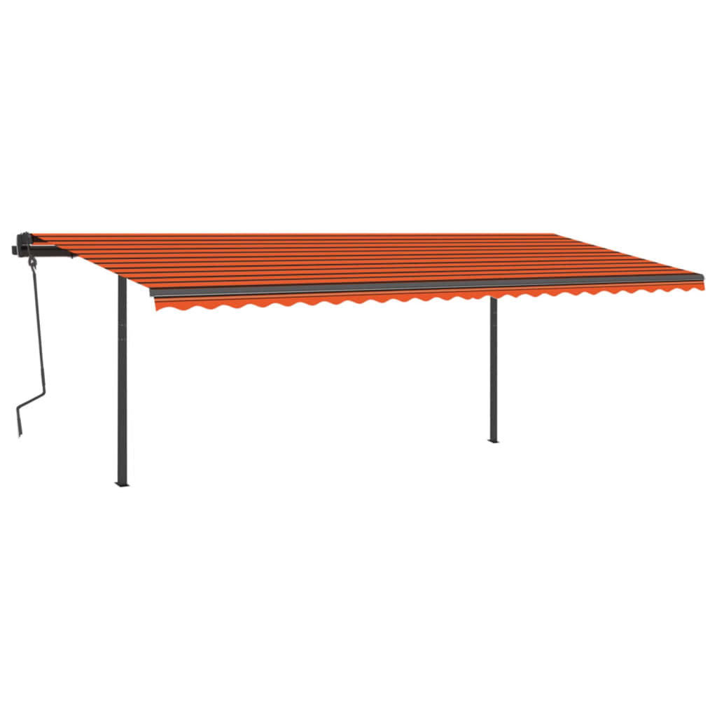 Toldo autom. c/ LED e sensor de vento 6x3,5 m laranja/castanho