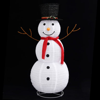 Boneco de neve decorativo com luz LED tecido de luxo 120 cm