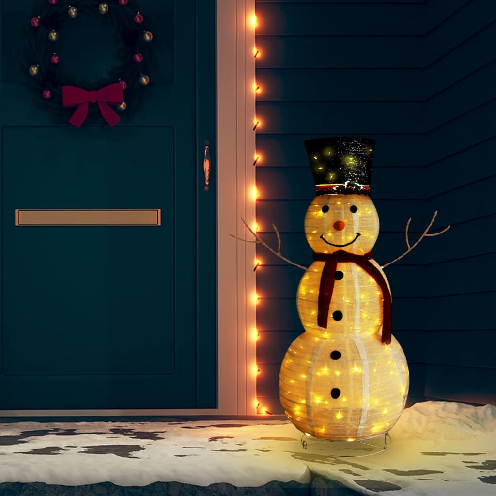 Boneco de neve decorativo com luz LED tecido de luxo 120 cm