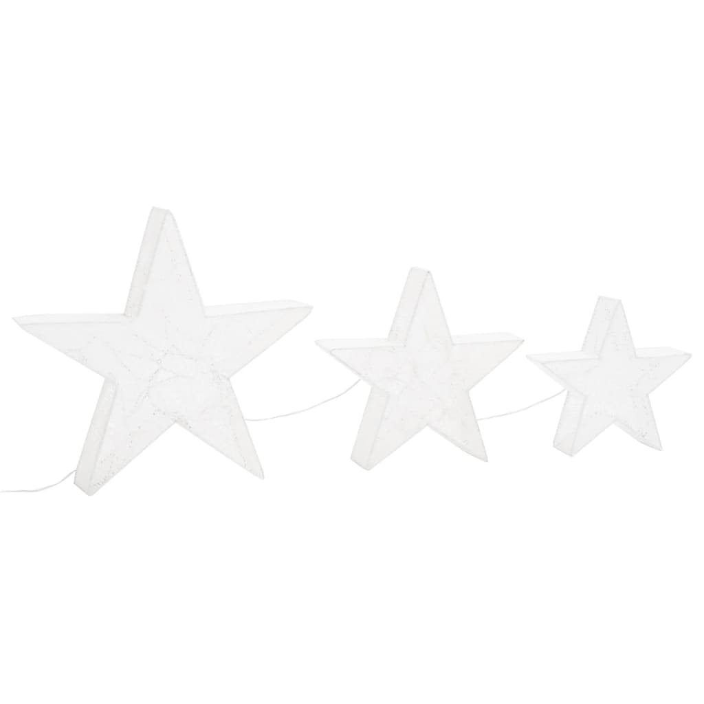 Estrelas de Natal com luzes LED 3 pcs ext./int. arame branco