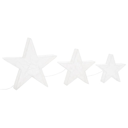 Estrelas de Natal com luzes LED 3 pcs ext./int. arame branco